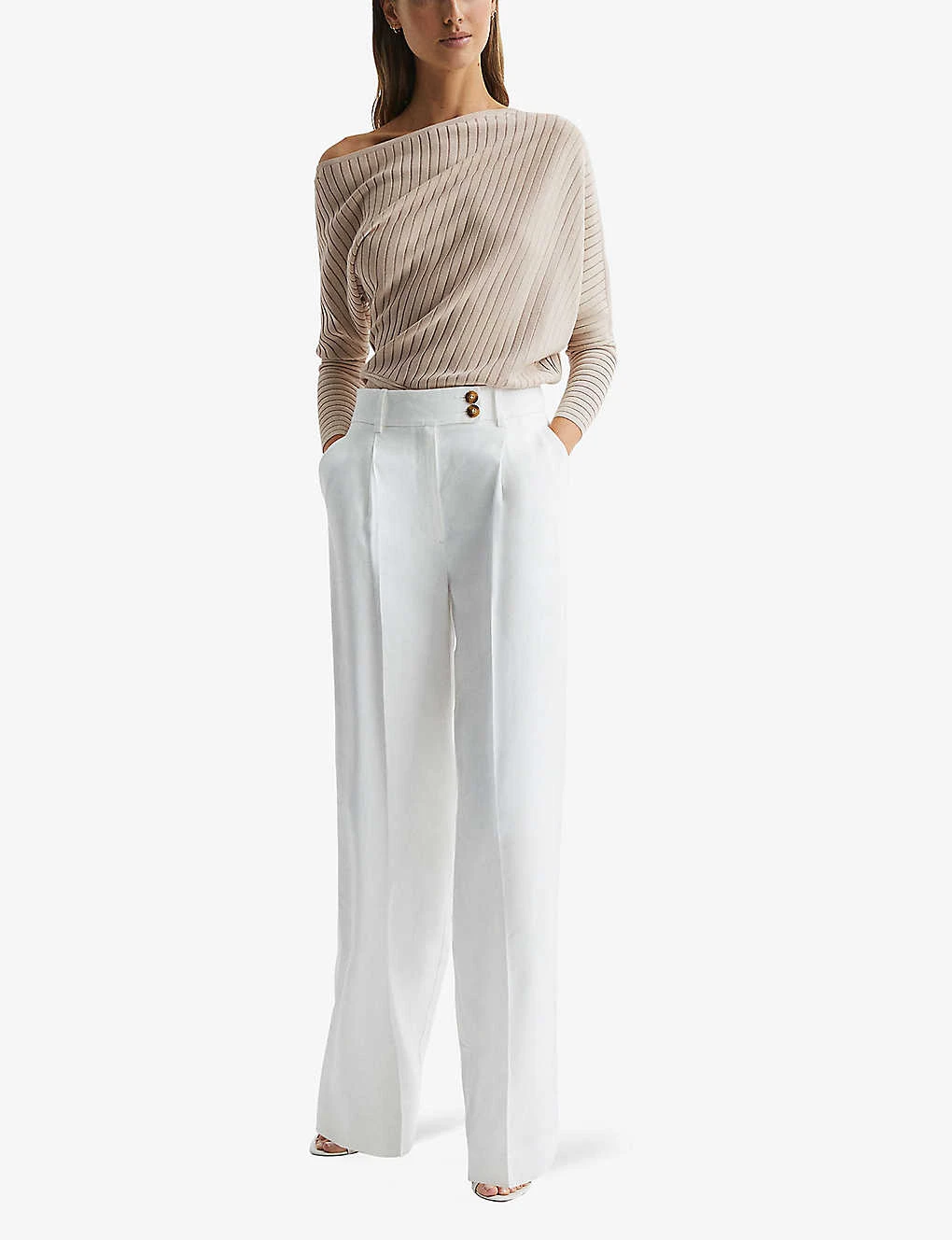Reiss Sage Off-shoulder Woven Jumper - Image 2