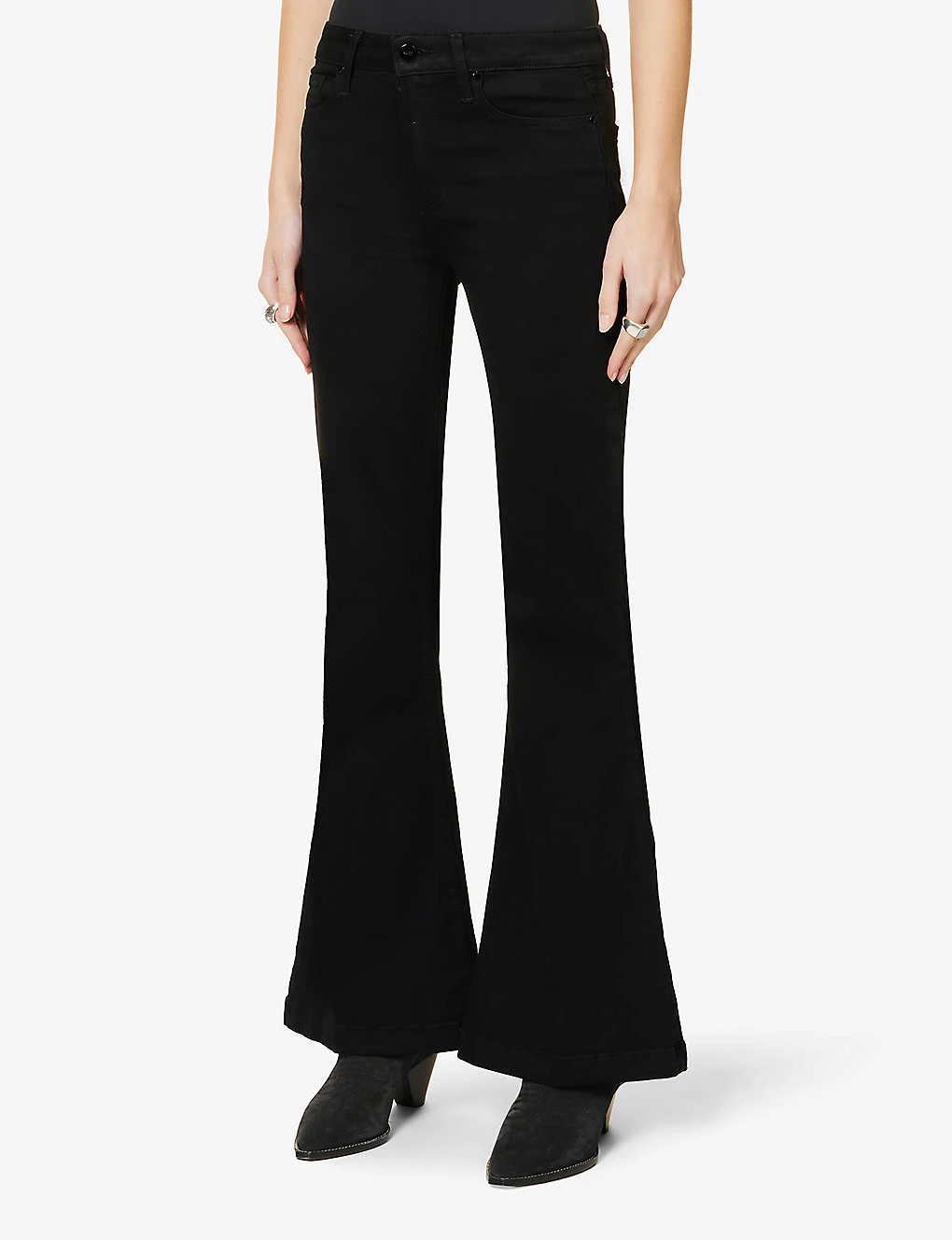 Paige Brand-patch Flared-leg High-rise Rayon-blend Jeans - Image 3