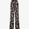 Reiss Leo Floral-print Wide-leg Linen Trousers