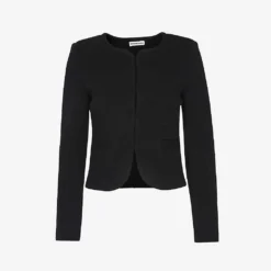 Whistles Collarless Cropped Cotton-jersey Jacket