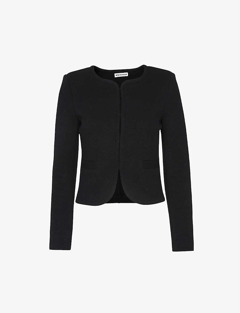 Whistles Collarless Cropped Cotton-jersey Jacket