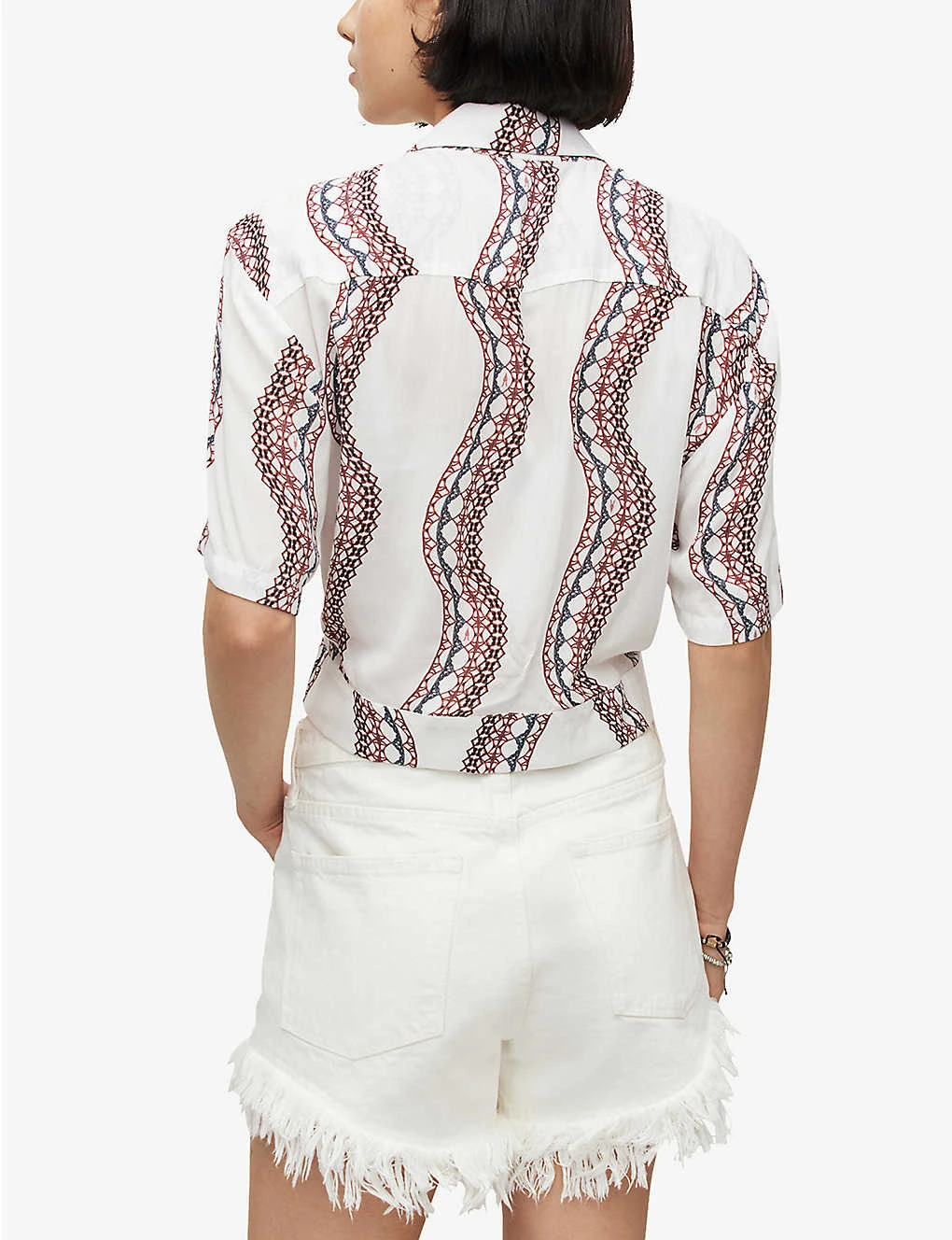 AllSaints Leni Leticia Geometric-print EcoVero™ Viscose Shirt - Image 4