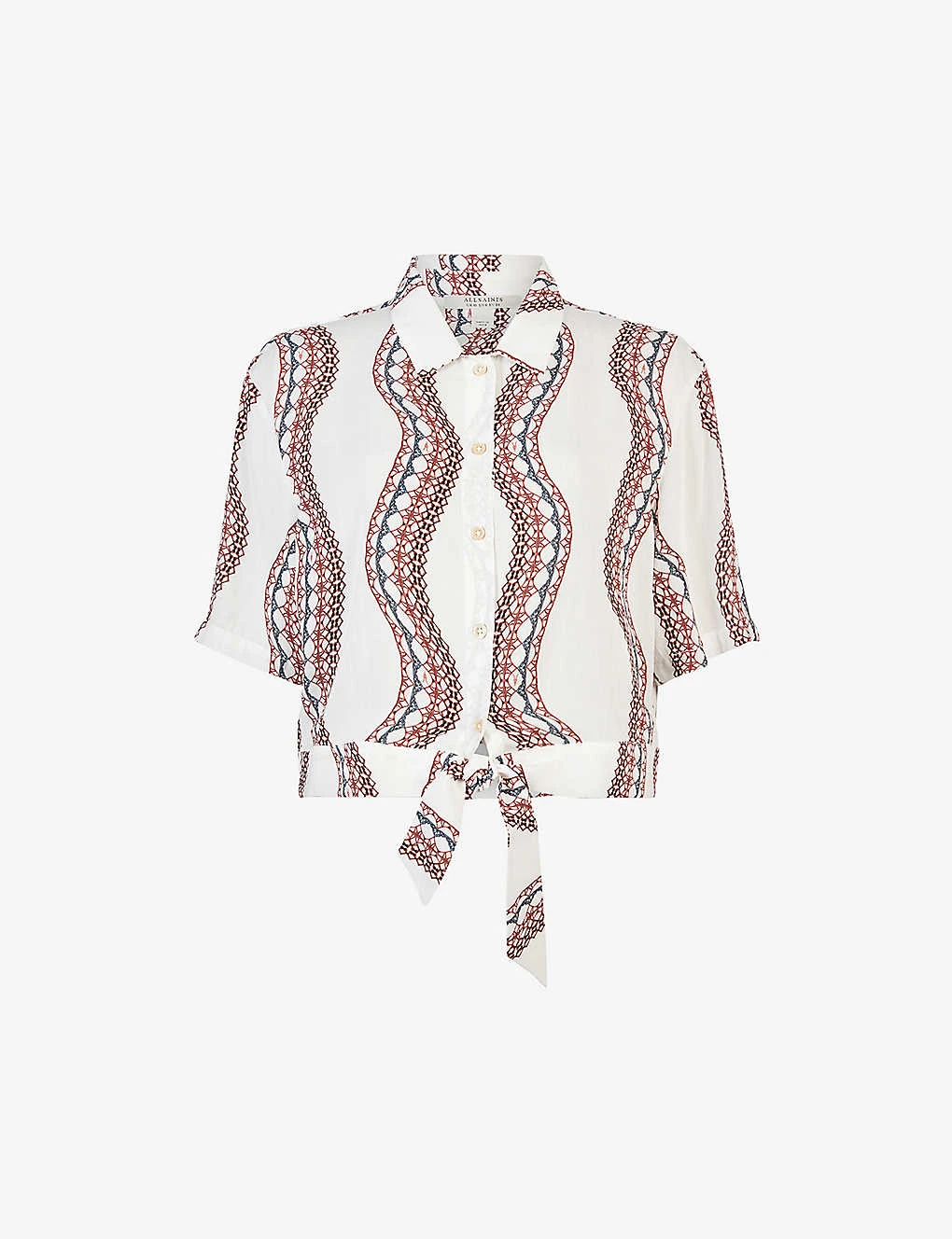 AllSaints Leni Leticia Geometric-print EcoVero™ Viscose Shirt