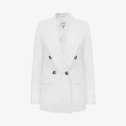 Reiss Hollie Double-breasted Linen-blend Blazer Jacket