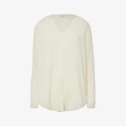 Reiss Penny V-neck Linen And Wool-blend Cardigan