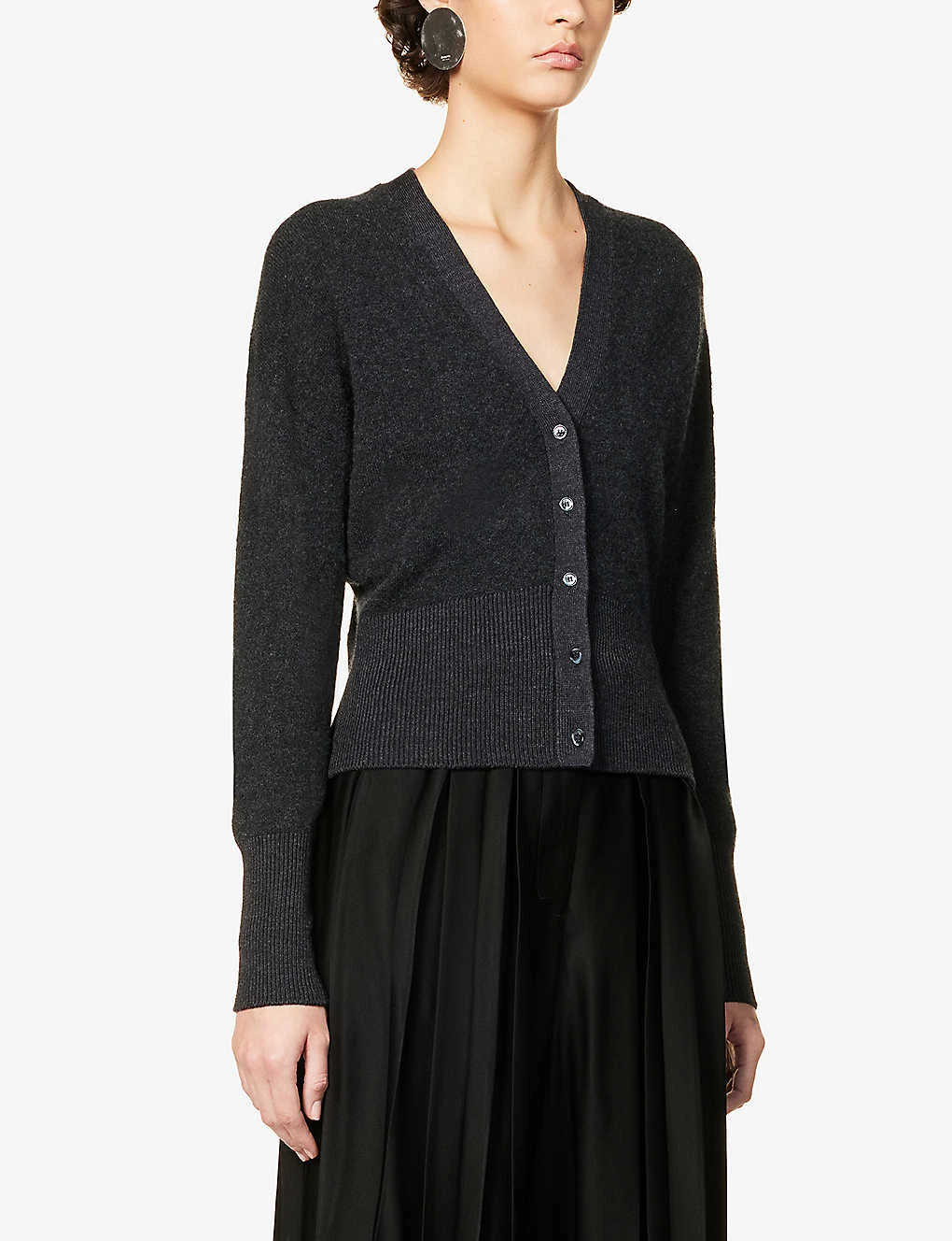 Joseph V-neck Brushed Wool-cashmere Blend Knitted Cardigan - Image 3