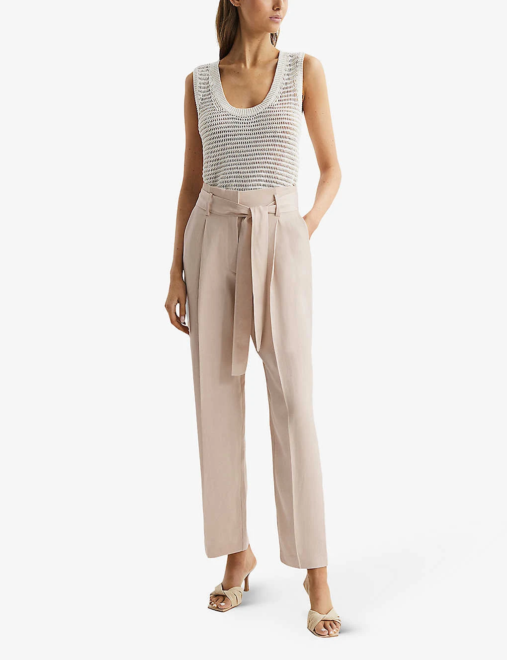 Reiss Mylie Belted Tapered-leg Woven Trousers - Image 2