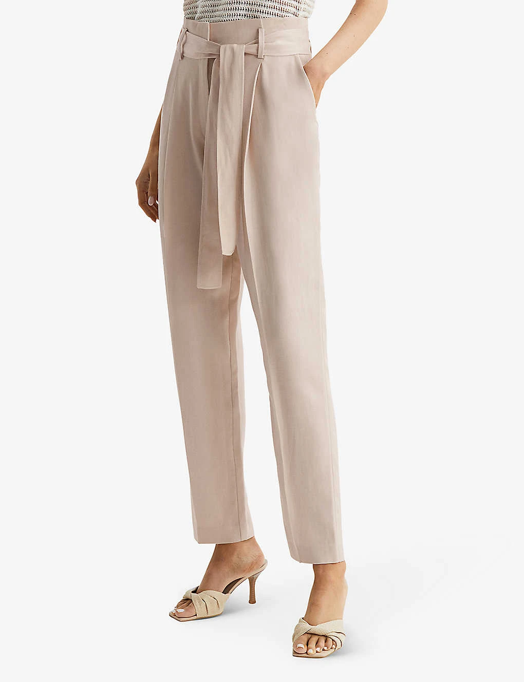 Reiss Mylie Belted Tapered-leg Woven Trousers - Image 3