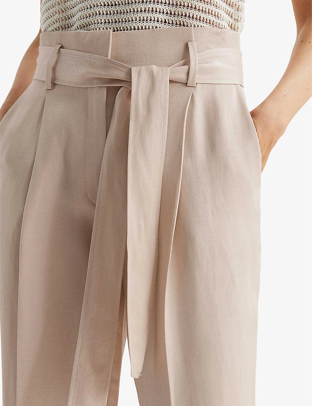 Reiss Mylie Belted Tapered-leg Woven Trousers - Image 5