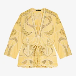 Maje Crochet-panel Cotton Jacket