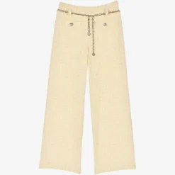 Maje Chain-belt Wide-leg Mid-rise Tweed Trousers
