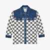 Sandro Monogram-intarsia Tweed-knit And Denim Jacket