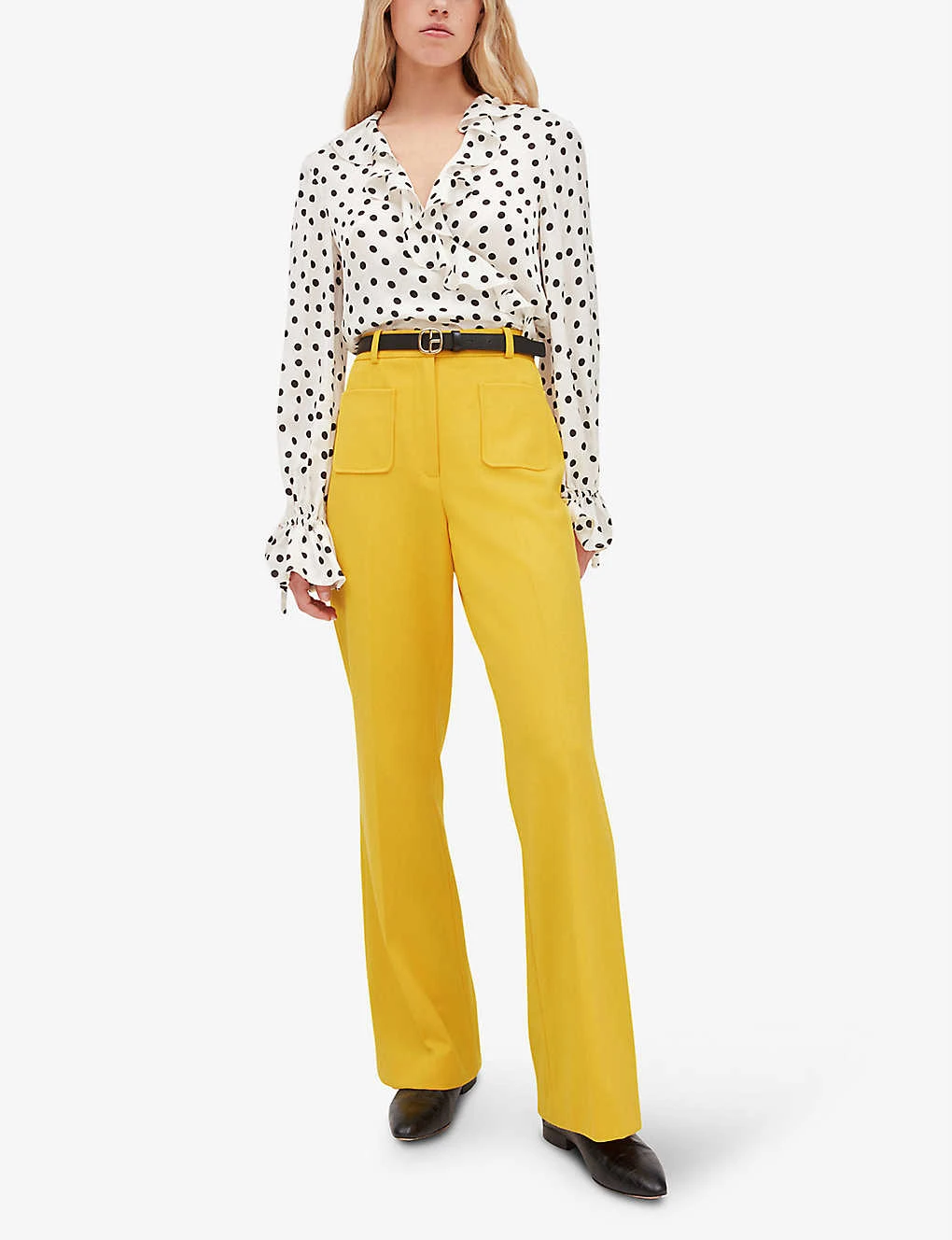 CLAUDIE PIERLOT Player Flared-leg Mid-rise Wool-blend Trousers - Image 2