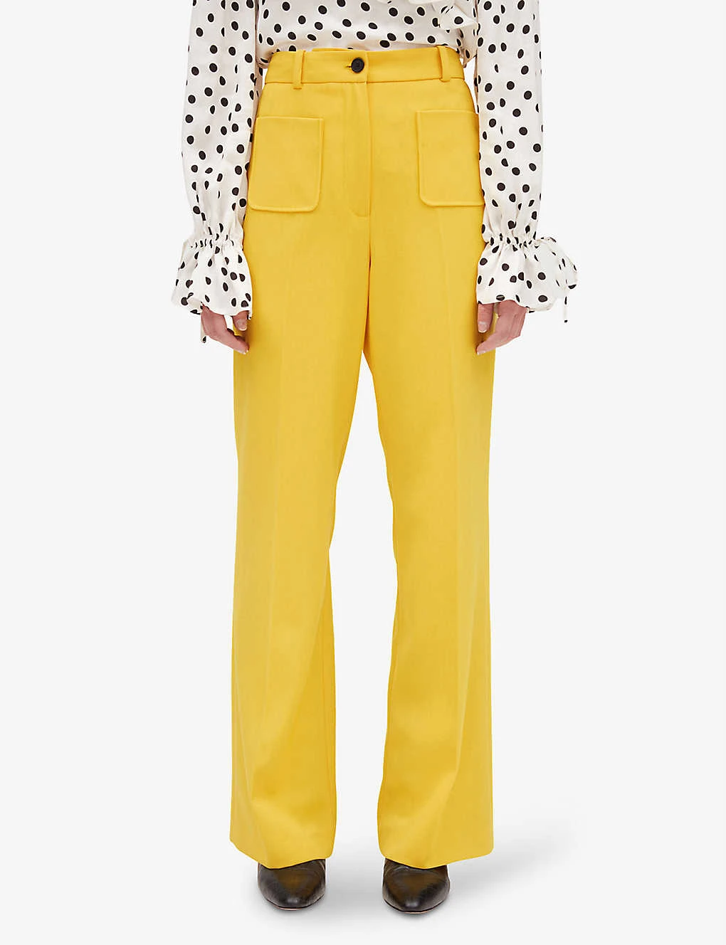 CLAUDIE PIERLOT Player Flared-leg Mid-rise Wool-blend Trousers - Image 3