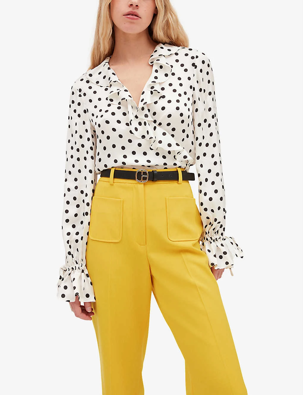 CLAUDIE PIERLOT Player Flared-leg Mid-rise Wool-blend Trousers - Image 5