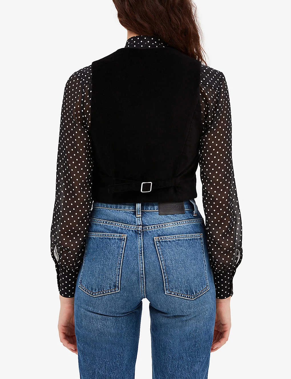 CLAUDIE PIERLOT Scoop-neck Velvet Waistcoat - Image 4