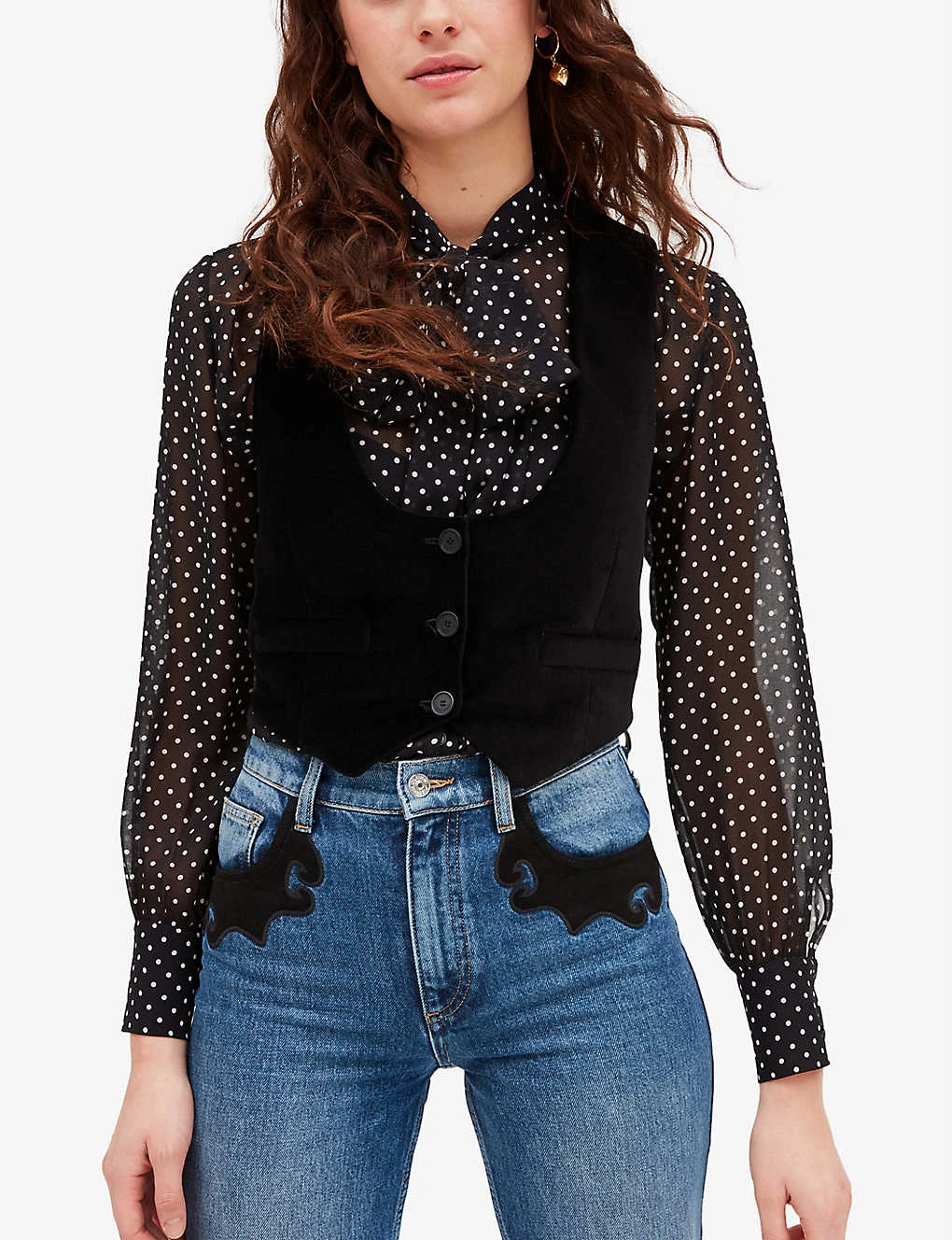 CLAUDIE PIERLOT Scoop-neck Velvet Waistcoat - Image 5