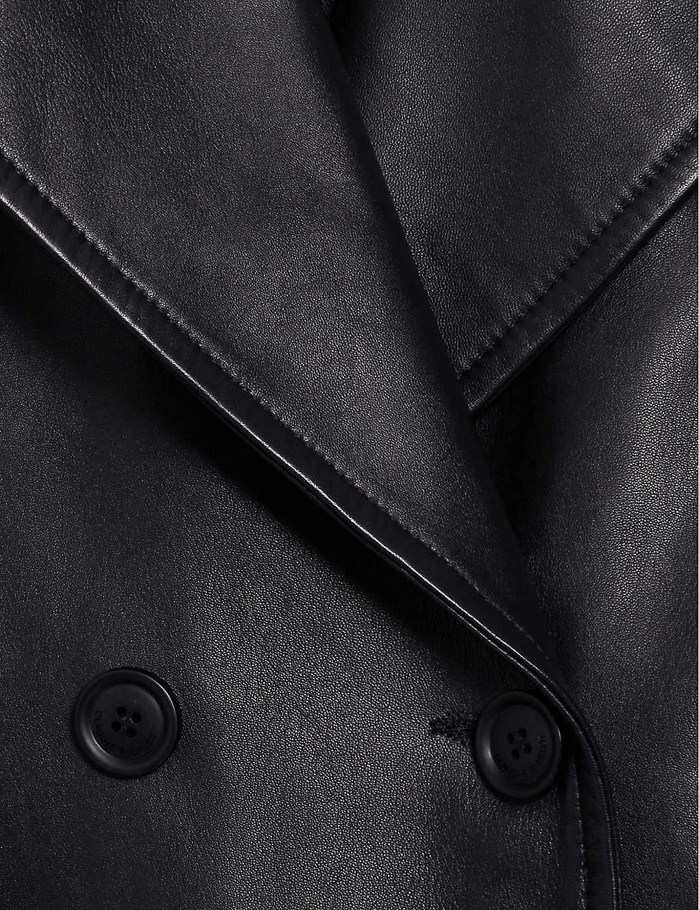 CLAUDIE PIERLOT Claudette Double-breasted Leather Trench Coat - Image 6