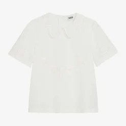 CLAUDIE PIERLOT Basilic Scalloped Lace Collar Blouse