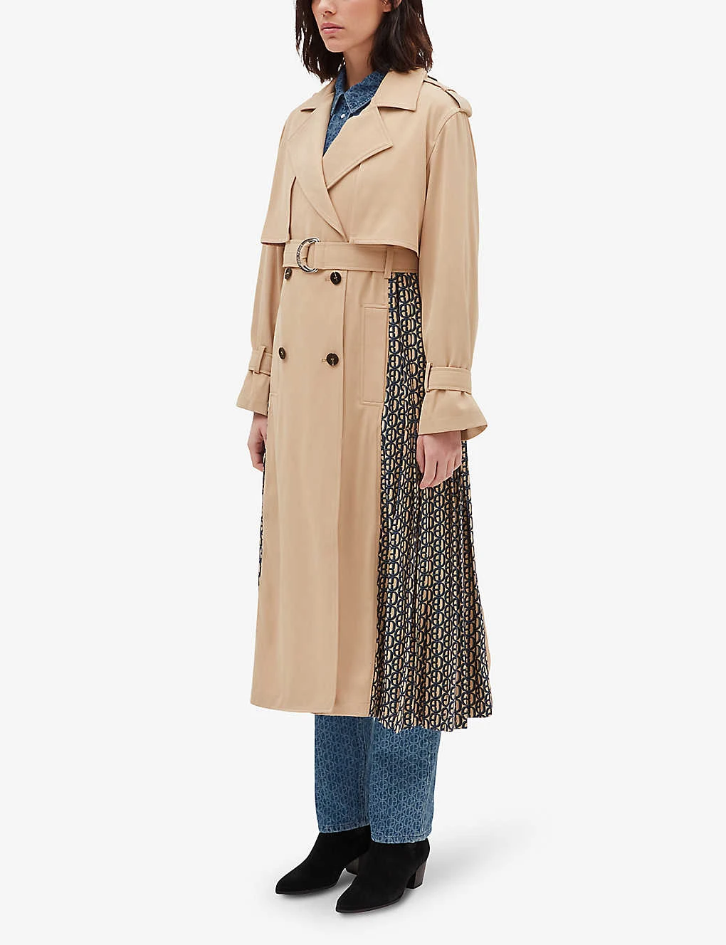 CLAUDIE PIERLOT Gina Panelled Logo-print Stretch-woven Trench Coat - Image 2