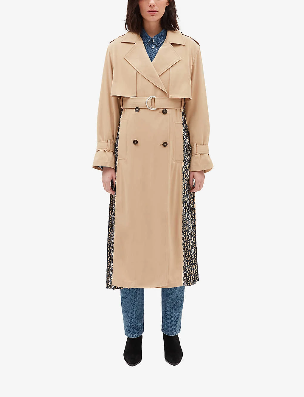 CLAUDIE PIERLOT Gina Panelled Logo-print Stretch-woven Trench Coat - Image 3