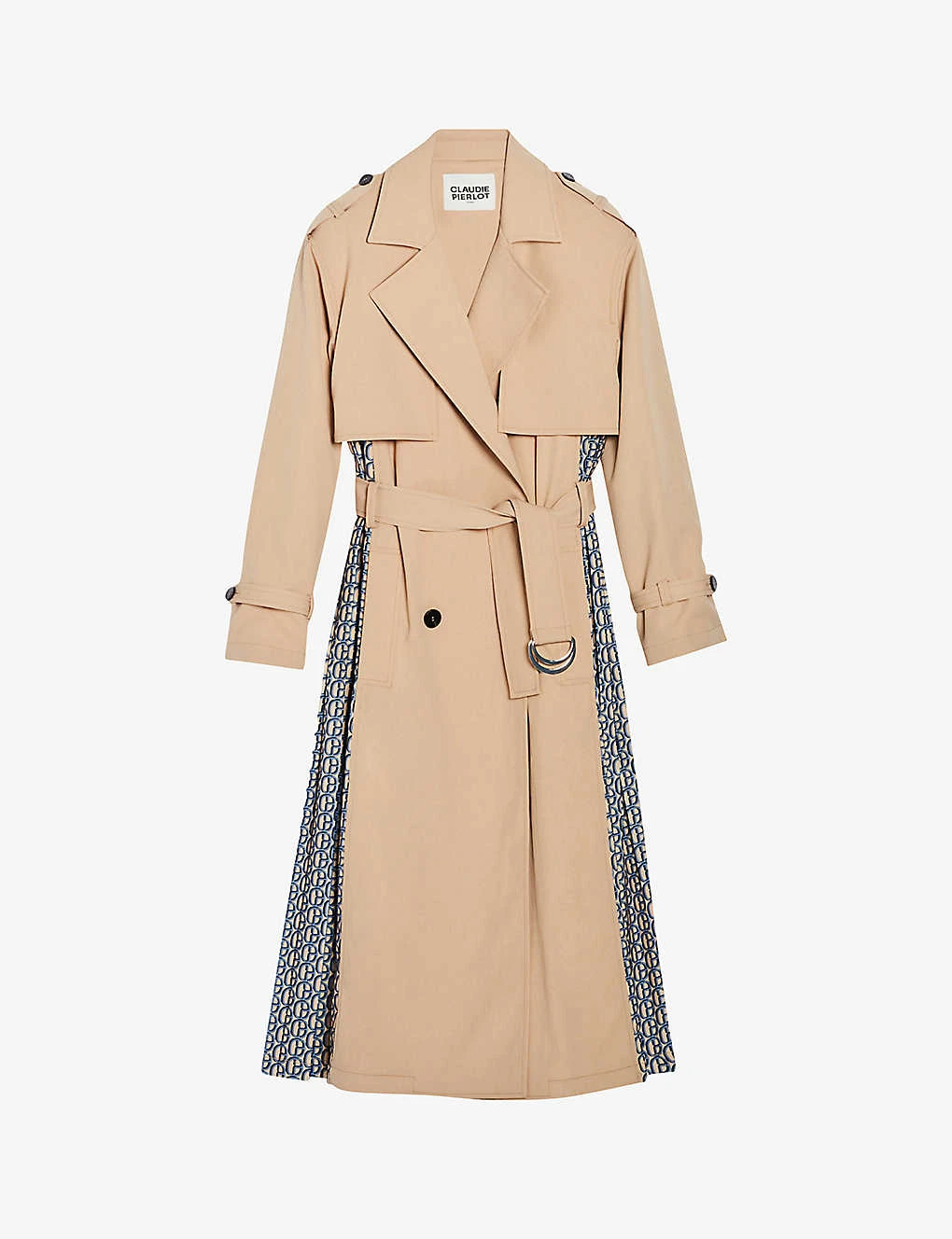CLAUDIE PIERLOT Gina Panelled Logo-print Stretch-woven Trench Coat
