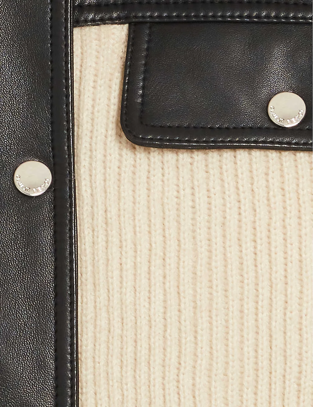 CLAUDIE PIERLOT Contrast Panelled Leather And Knit Bomber Jacket - Image 6