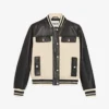 CLAUDIE PIERLOT Contrast Panelled Leather And Knit Bomber Jacket