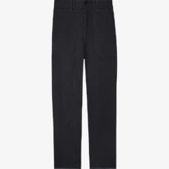 Zadig & Voltaire Embroidered Cropped Straight Mid-rise Cotton Trousers