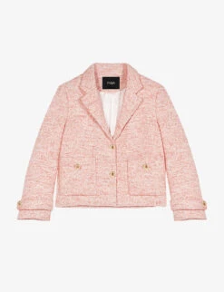 Maje Single-breasted Tweed Tailored Jacket