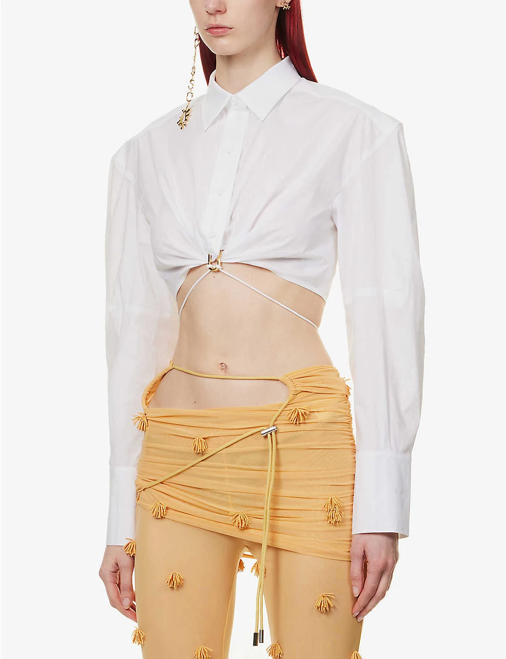 Jacquemus La Chemise Plidao Cropped Stretch-cotton Shirt - Image 3
