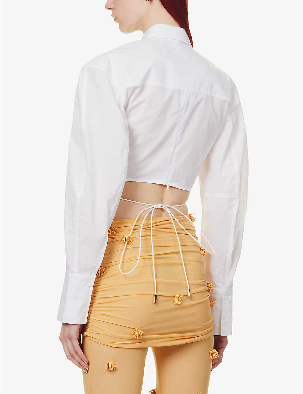 Jacquemus La Chemise Plidao Cropped Stretch-cotton Shirt - Image 4