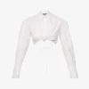 Jacquemus La Chemise Plidao Cropped Stretch-cotton Shirt