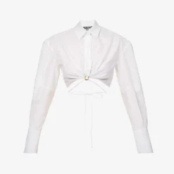 Jacquemus La Chemise Plidao Cropped Stretch-cotton Shirt