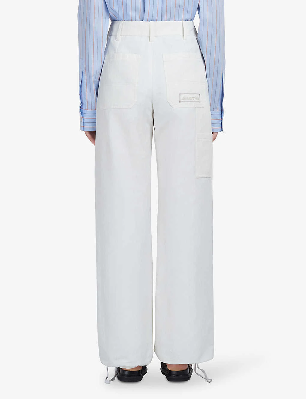 Marni Brand-embroidered Drawstring-hem Straight-leg High-rise Woven Trousers - Image 4