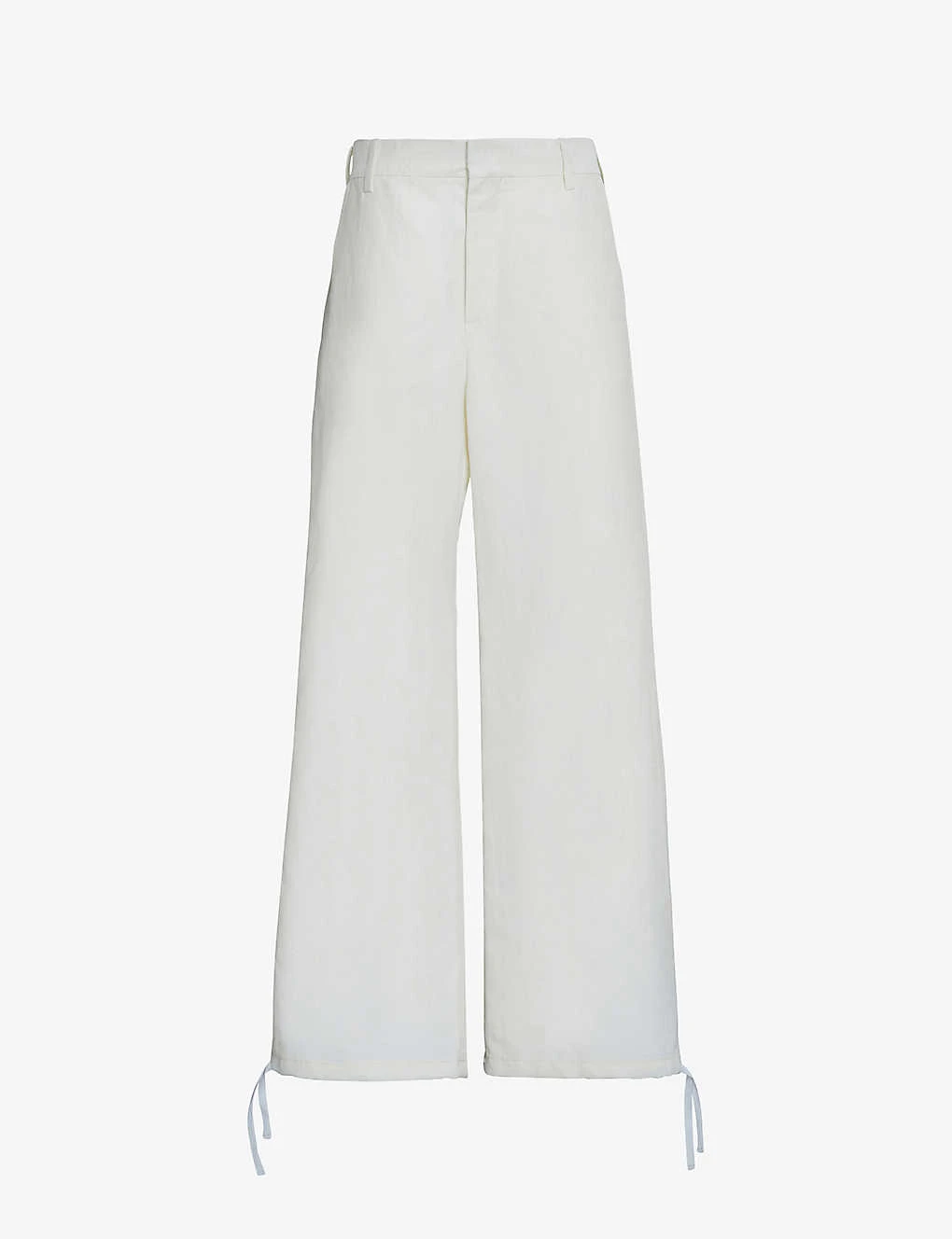 Marni Brand-embroidered Drawstring-hem Straight-leg High-rise Woven Trousers