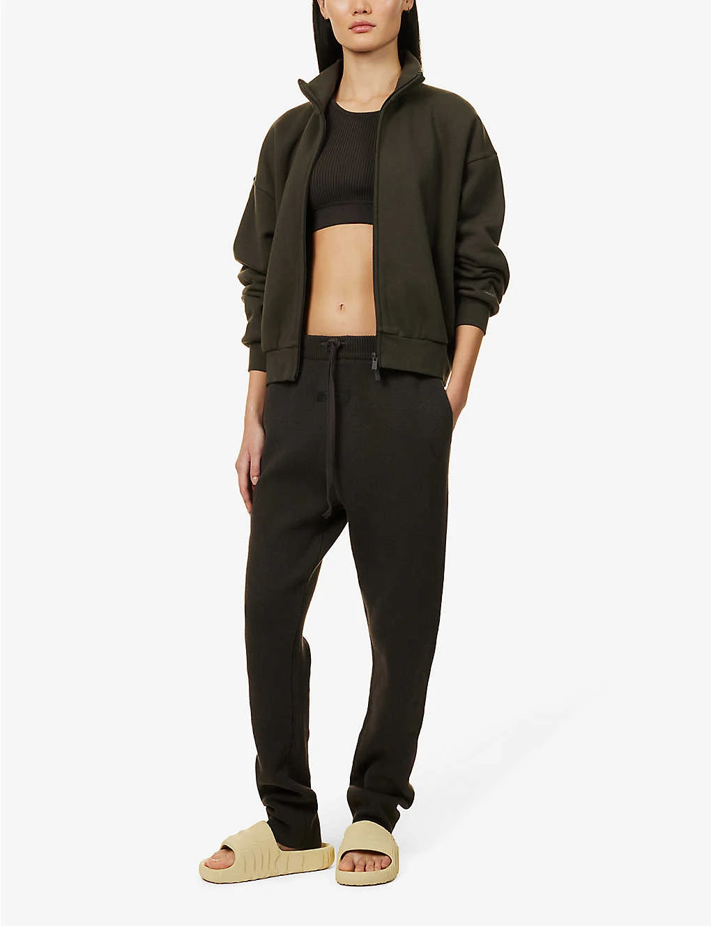 ESSENTIALS Lounge Tapered High-rise Stretch-cotton Blend Trousers - Image 2