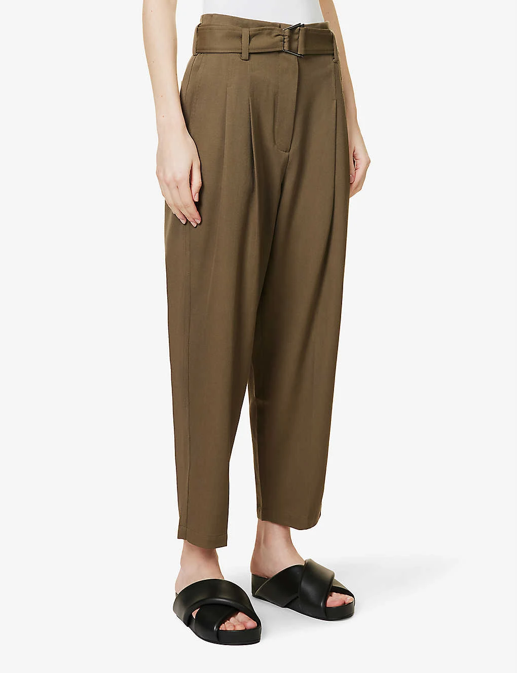 3.1 Phillip Lim Belted Pleated Straight High-rise Wool Trousers - Image 3