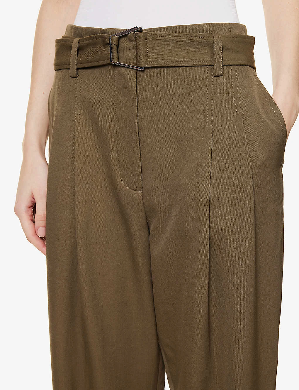 3.1 Phillip Lim Belted Pleated Straight High-rise Wool Trousers - Image 5
