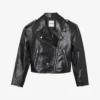 Sandro Jillan Cropped Padded-shoulder Leather Biker Jacket