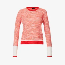 ME AND EM Contrasting-trim Ribbed-knit Wool-blend Top