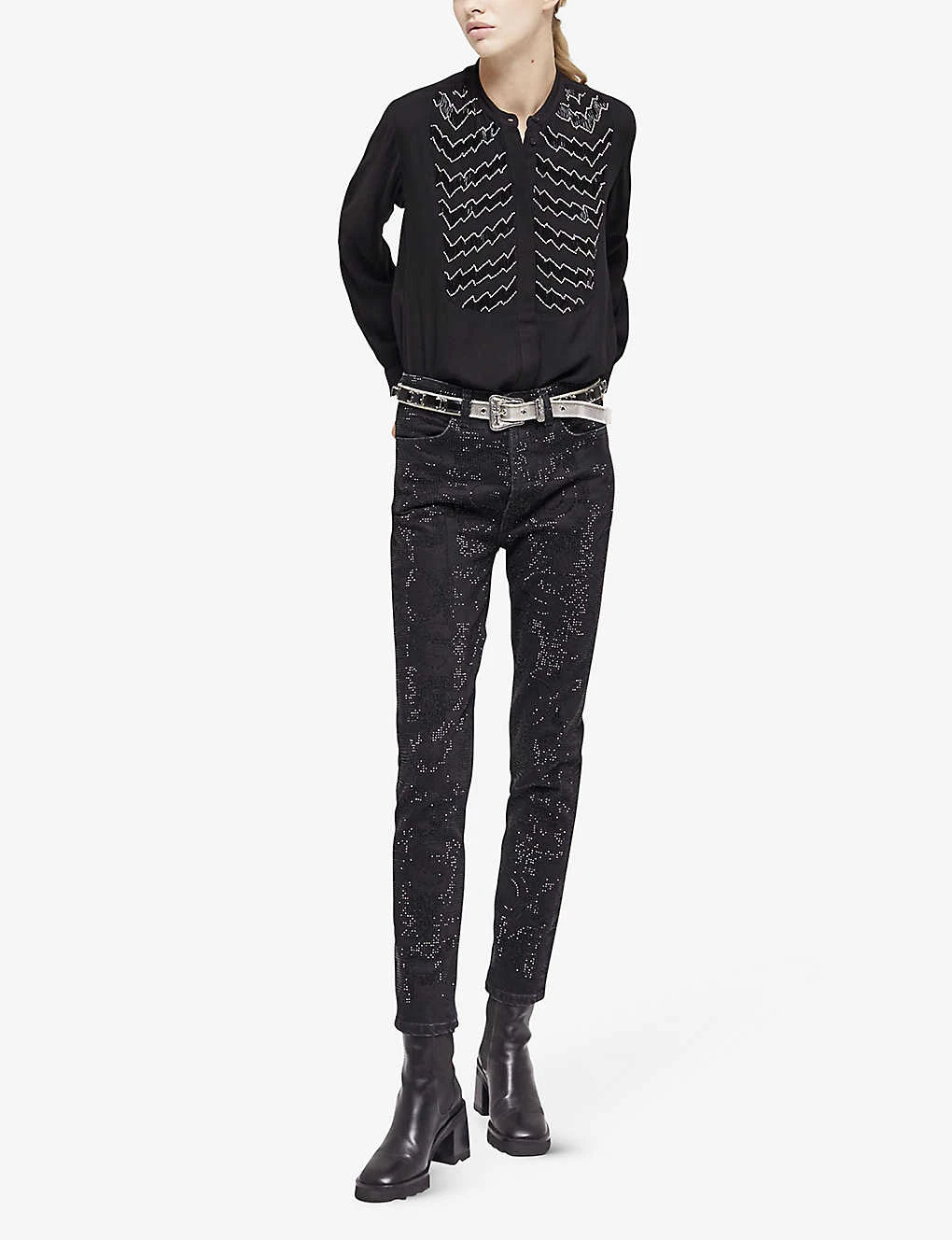 THE KOOPLES Rhinestone-embellished Slim-leg Mid-rise Stretch-denim Jeans - Image 2
