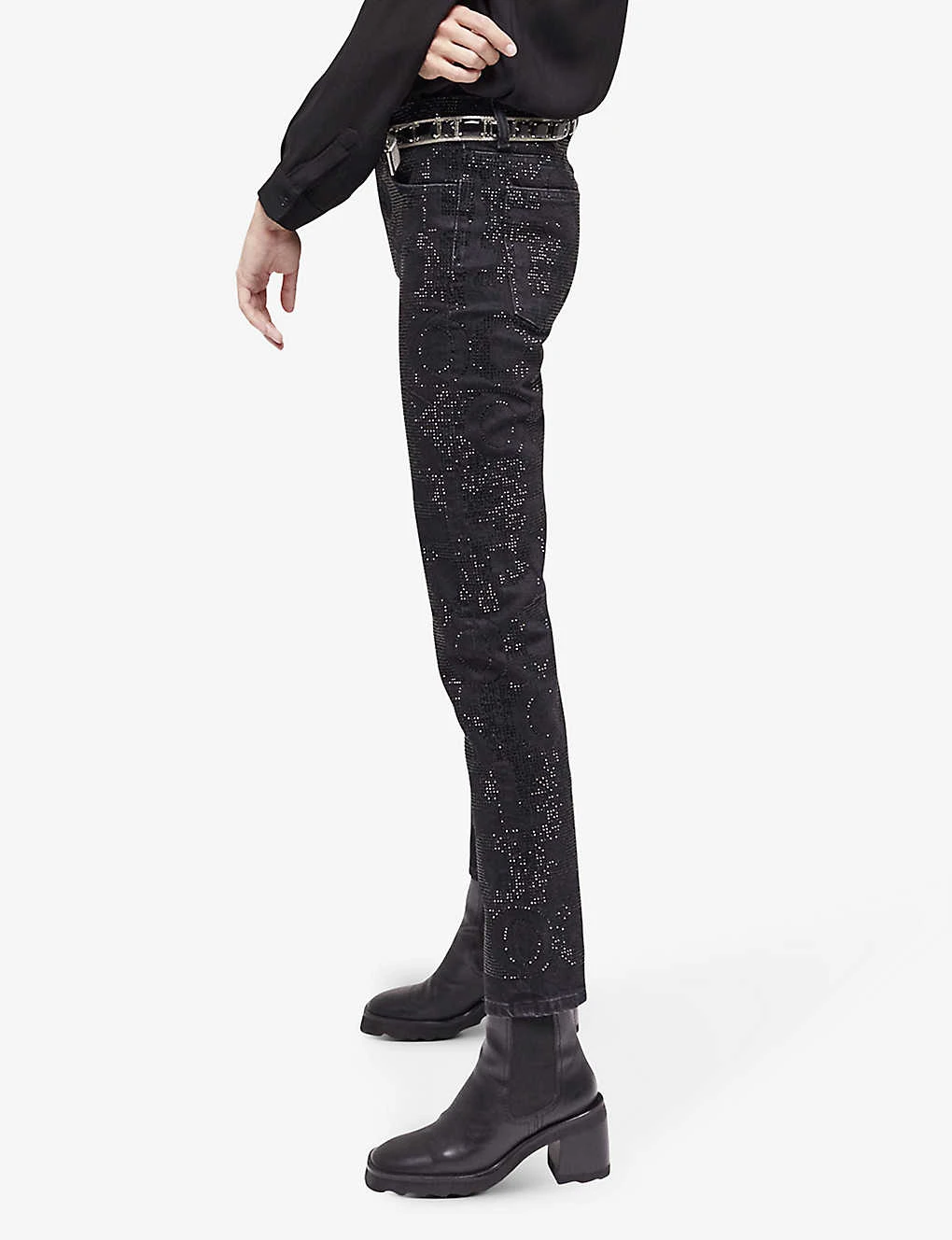 THE KOOPLES Rhinestone-embellished Slim-leg Mid-rise Stretch-denim Jeans - Image 3