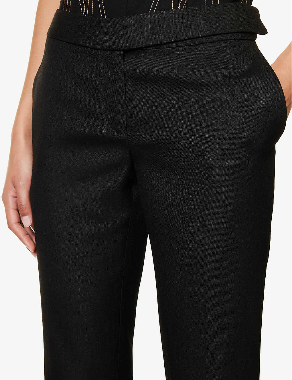 STELLA MCCARTNEY Crosshatch-textured Mid-rise Straight-leg Regular-fit Woven Trousers - Image 5