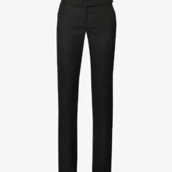 STELLA MCCARTNEY Crosshatch-textured Mid-rise Straight-leg Regular-fit Woven Trousers