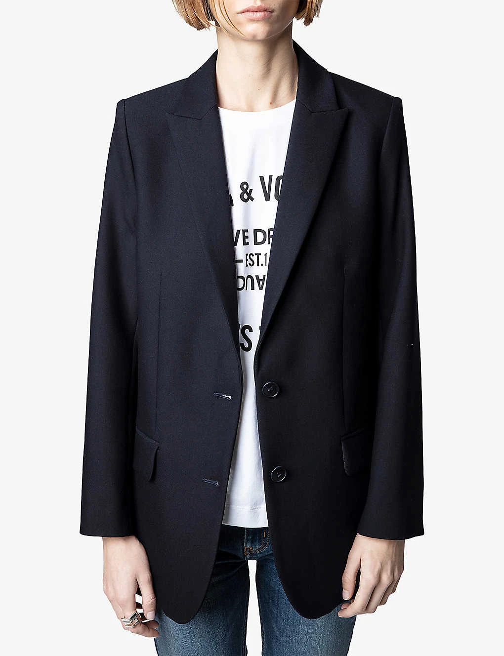 Zadig & Voltaire Viva Strass Peak-lapel Stretch-woven Blazer - Image 3