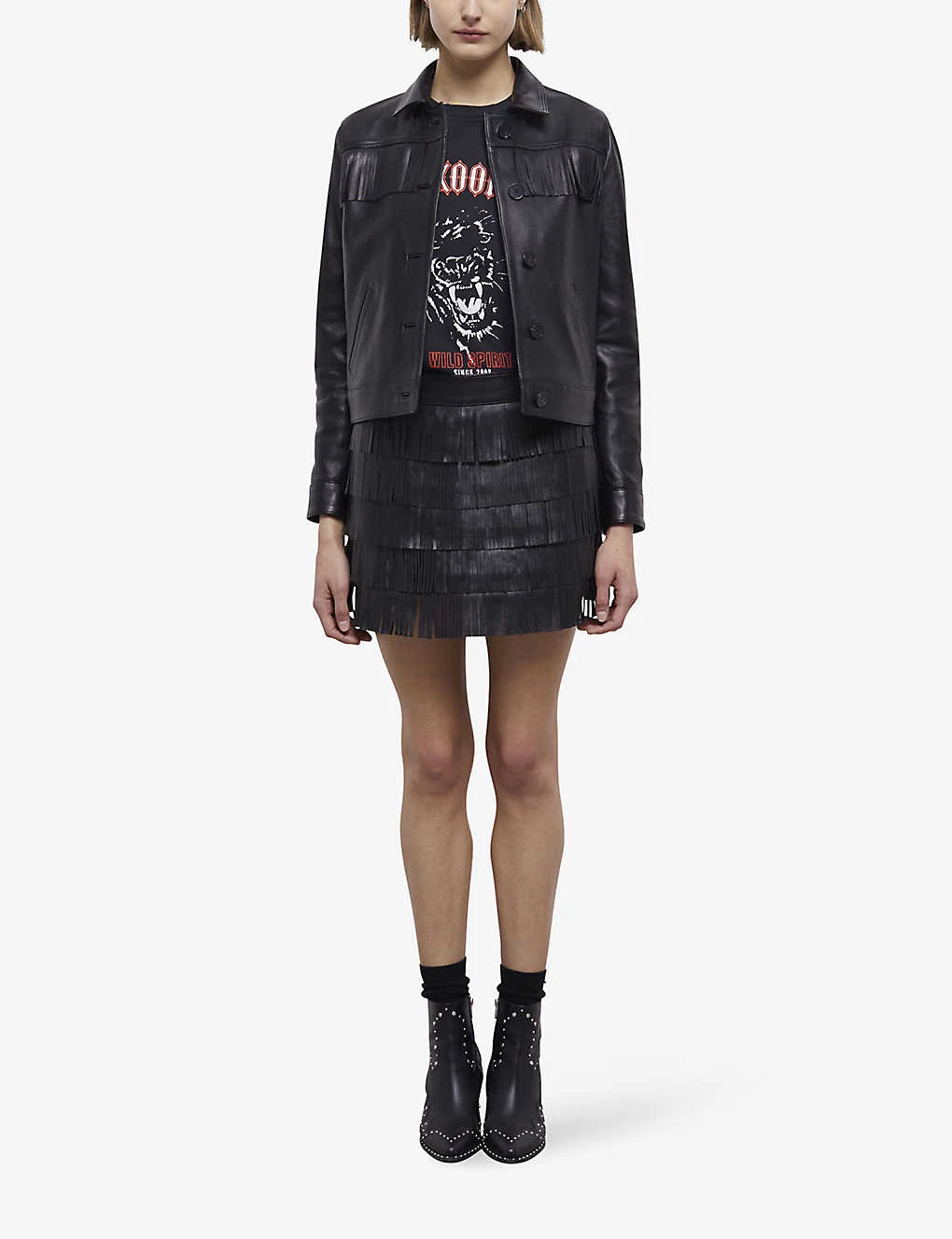 THE KOOPLES Fringe-trim Leather Jacket - Image 2