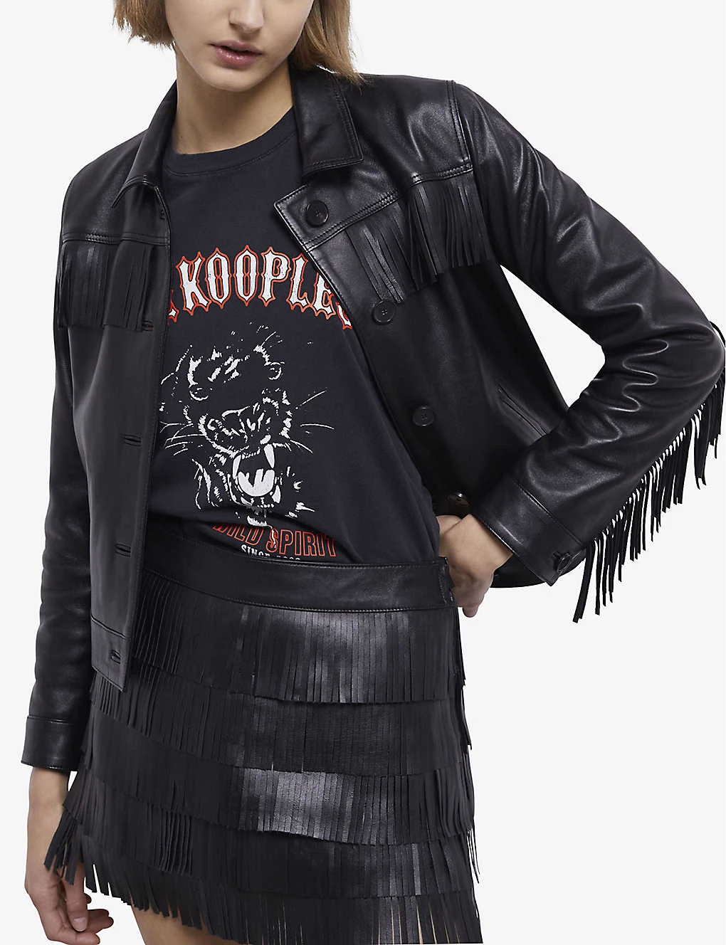 THE KOOPLES Fringe-trim Leather Jacket - Image 3