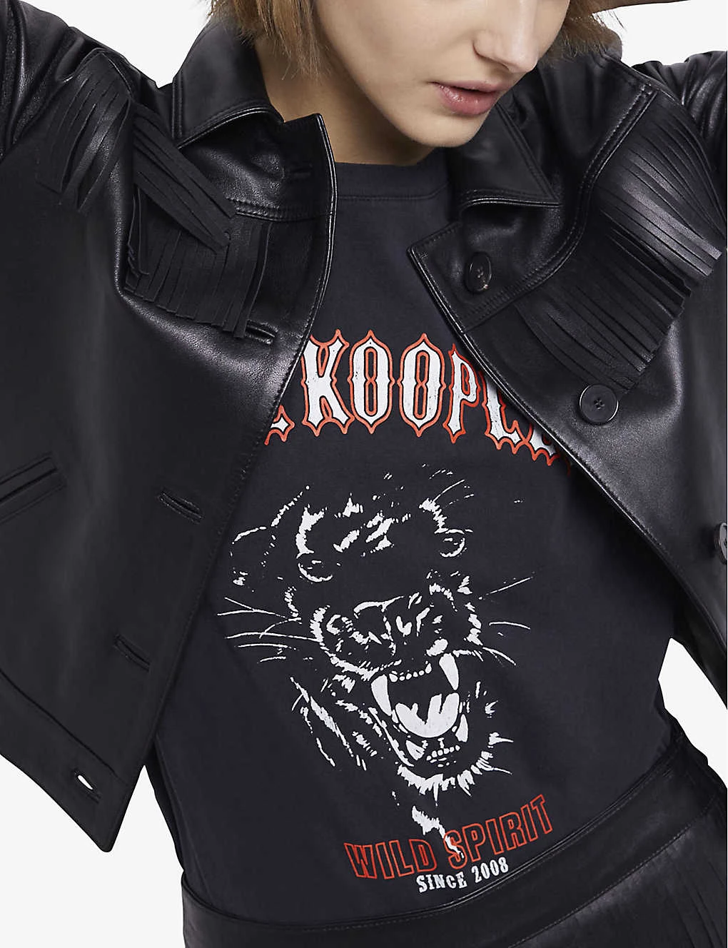 THE KOOPLES Fringe-trim Leather Jacket - Image 5