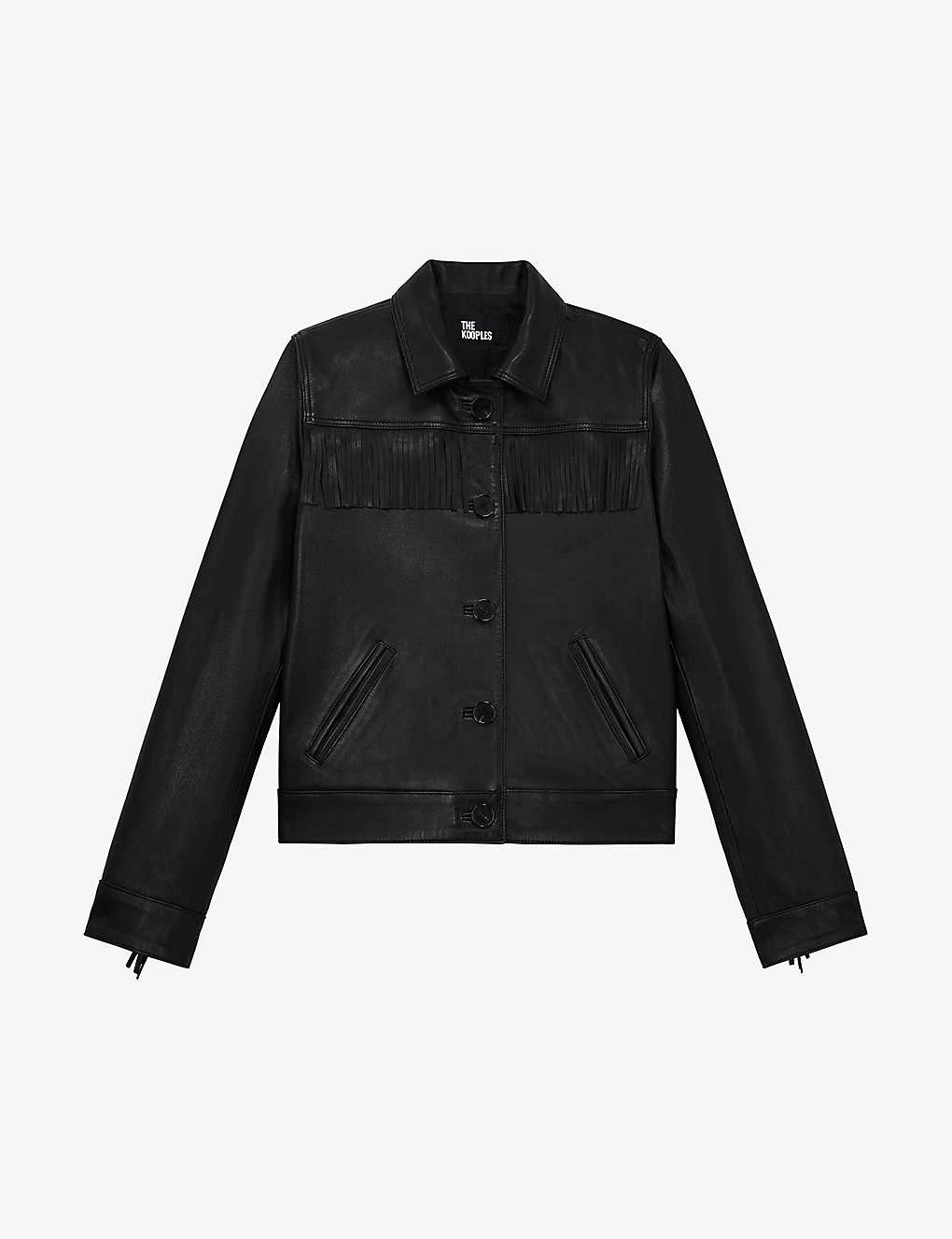 THE KOOPLES Fringe-trim Leather Jacket